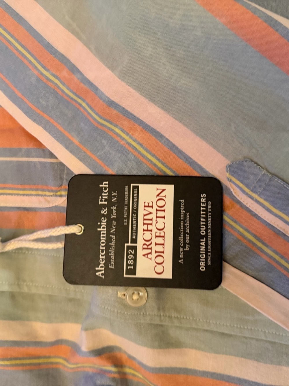 Abercrombie and Fitch button down striped long sleeve shirt. NWT. Size XL